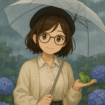 カオリの日常「カオリと梅雨とカエルと」