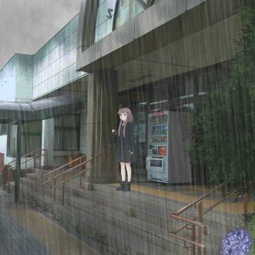 駅舎-雨宿り