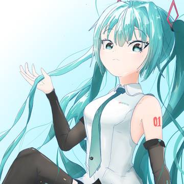 座るミクさん