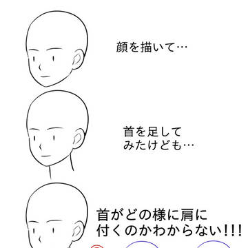 首の肩へのくっつけ方