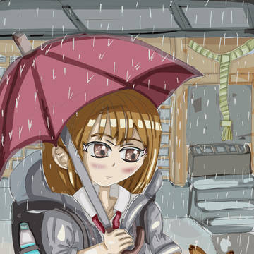 雨の降っている神社