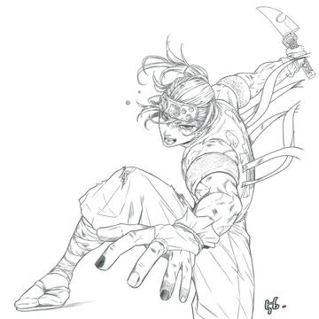 戦闘シーン宇髄さん線画