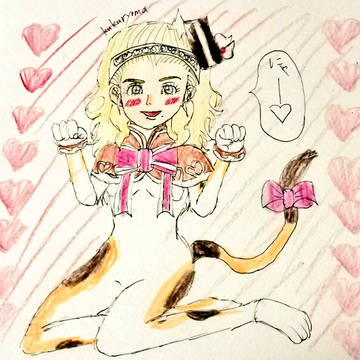 猫姿のアンルシアとそれを見た自キャラククリョーマ
