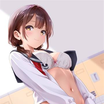 下着が見えてるおさげ娘