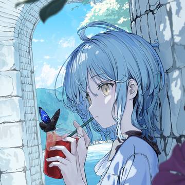蝶々と一緒に