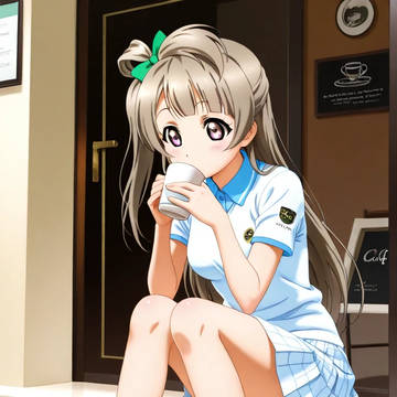 Minami Kotori drinking coffee