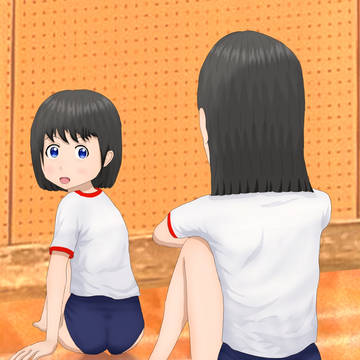体育館で体育座り