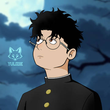 オカルン、月の光の下で