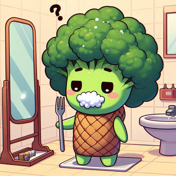 まつブロ、歯ブラシじゃなくフォーク持ってた