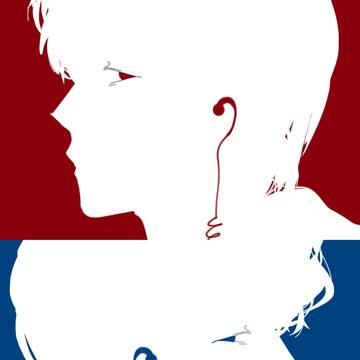 背对背望向彼此