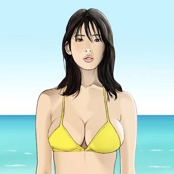 黄色ビキニの女