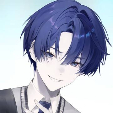青髪の男子学生