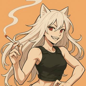 A cigarette-smoking wolf woman.