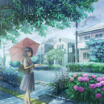 通学路と雨