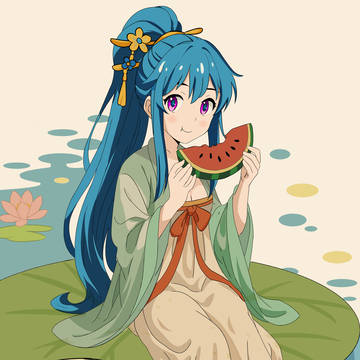汉服少女吃西瓜