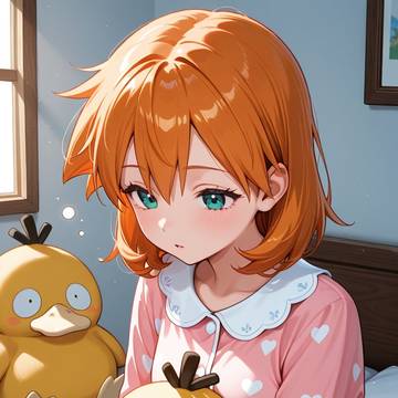 Misty in Pajamas With Psyduck