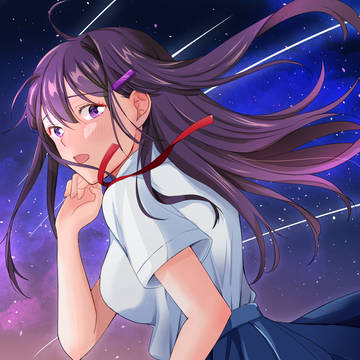夏の夜空とユリ