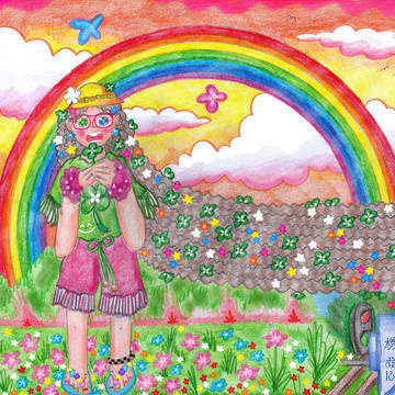 Clover Girl And Rainbow