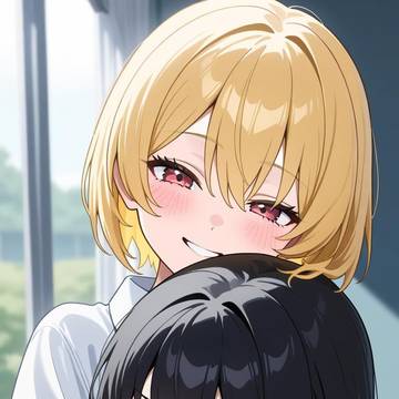 金髪＆黒紙の百合ハグ