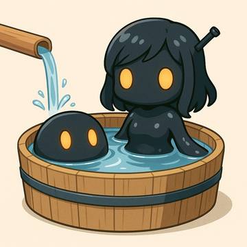 掛け流しの冷水で涼む軟体生物二匹