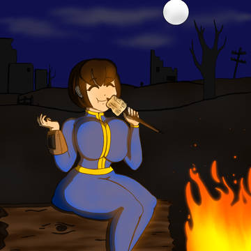 Vault Dweller campfire snacking