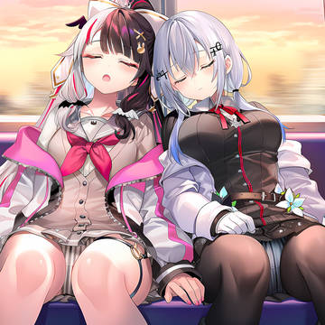 夕暮れの電車で
