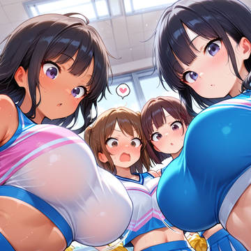 どこかがすごく大きいチアガールの女の子
