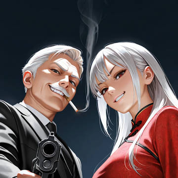 狙う2人