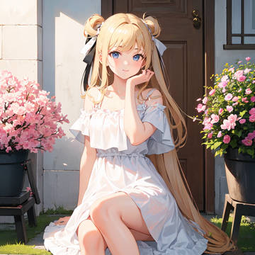 門の前の少女です