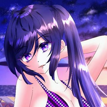 ナイトプールにいるお姉さん
