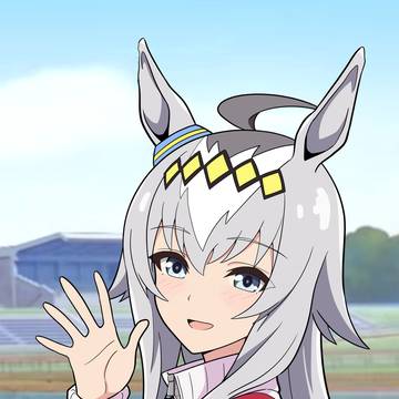トレーナーと目が合ったオグリ