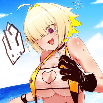 エレグのへそに指をねじ込み