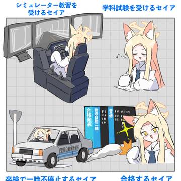 イベントの準備として免許を取得するセイア