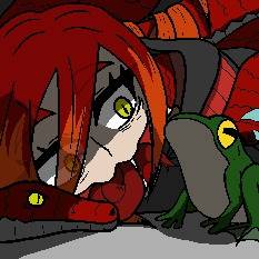 Alena threatening a frog