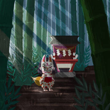 竹林で出会った狐