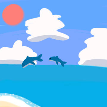 夏の海っぽい絵を描いてみた。