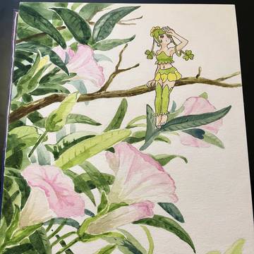 昼顔とカタバミちゃん(水彩画)