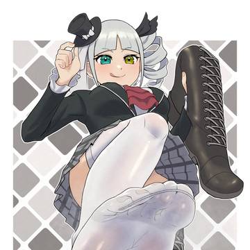 黒いブーツを外すと...白いニーハイ♡（skeb）