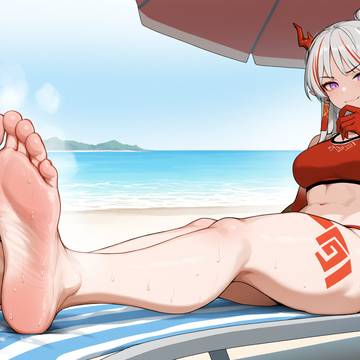 Nian feet on the beach