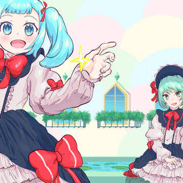 女装ギータ君とみらいちゃん