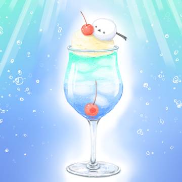 シマエナガの海のクリームソーダ