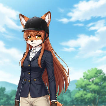 乗馬服のキツネのお嬢様