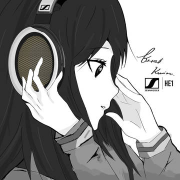 makise kurisu with sennheiser