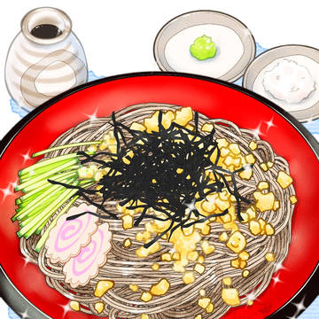 冷やしたぬきそば　cold tanuki soba