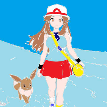 ポケモン リーフ(トレーナー)とイーブイ