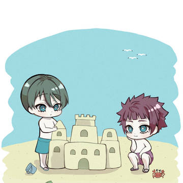 夏を楽しむ兄弟