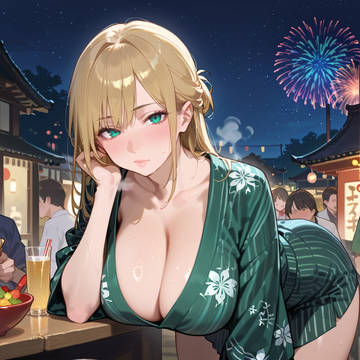 浴衣のお姉さんと夏祭り