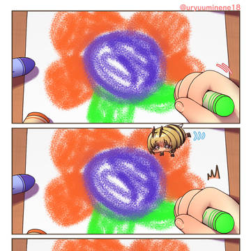 描いてたらやって来たミツバチ