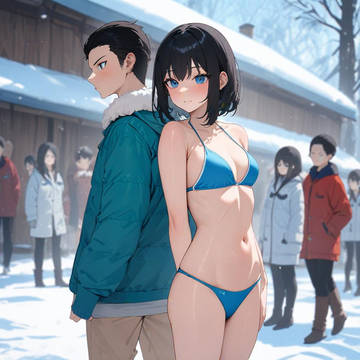 雪国で水着