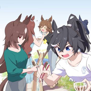 皆で流しそうめん